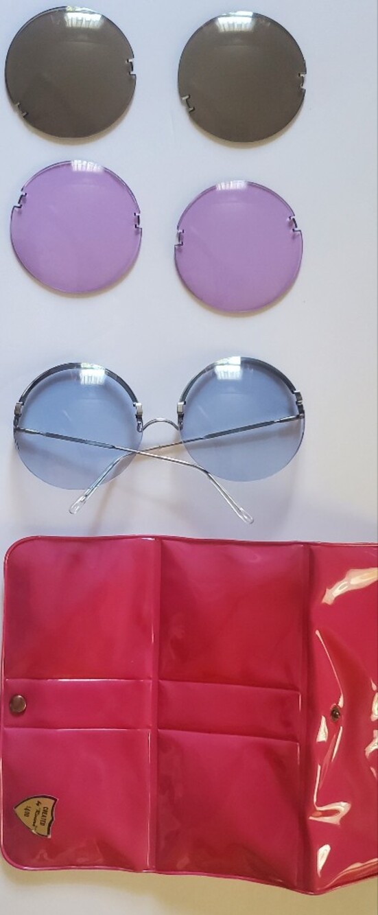 Vintage 1970s Riviera Interchangeable Sunglasses Set with Pink Case